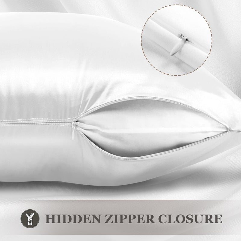 Adubor 100% Silk Pillowcase - Mulberry Silk Pillow Cases, 23 Momme 6A Grade Fibers, Silk Pillow Cases for Hair and Skin Health, with Hidden Zipper (King 20''Ã—36'', White, 1PC) - Image 4